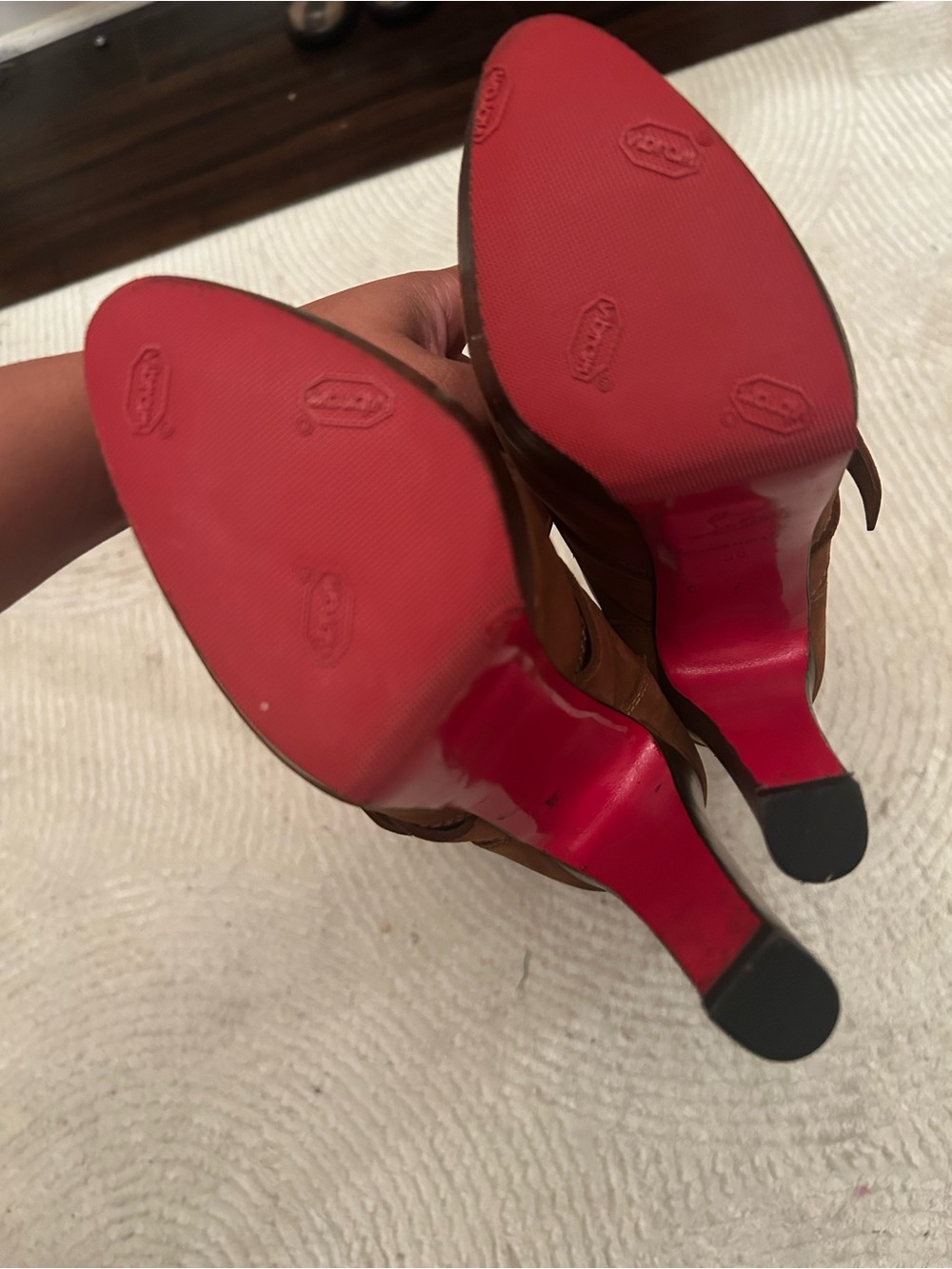Christian Louboutin Brown Suede Platform Knee-High Boots - Picture 6 of 7